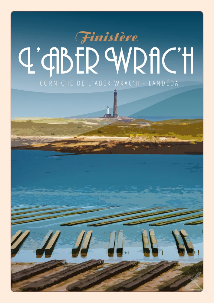 Affiches vintages Landéda : Affiche vintage de la Corniche de l'Aber Wrac'h à Landeda